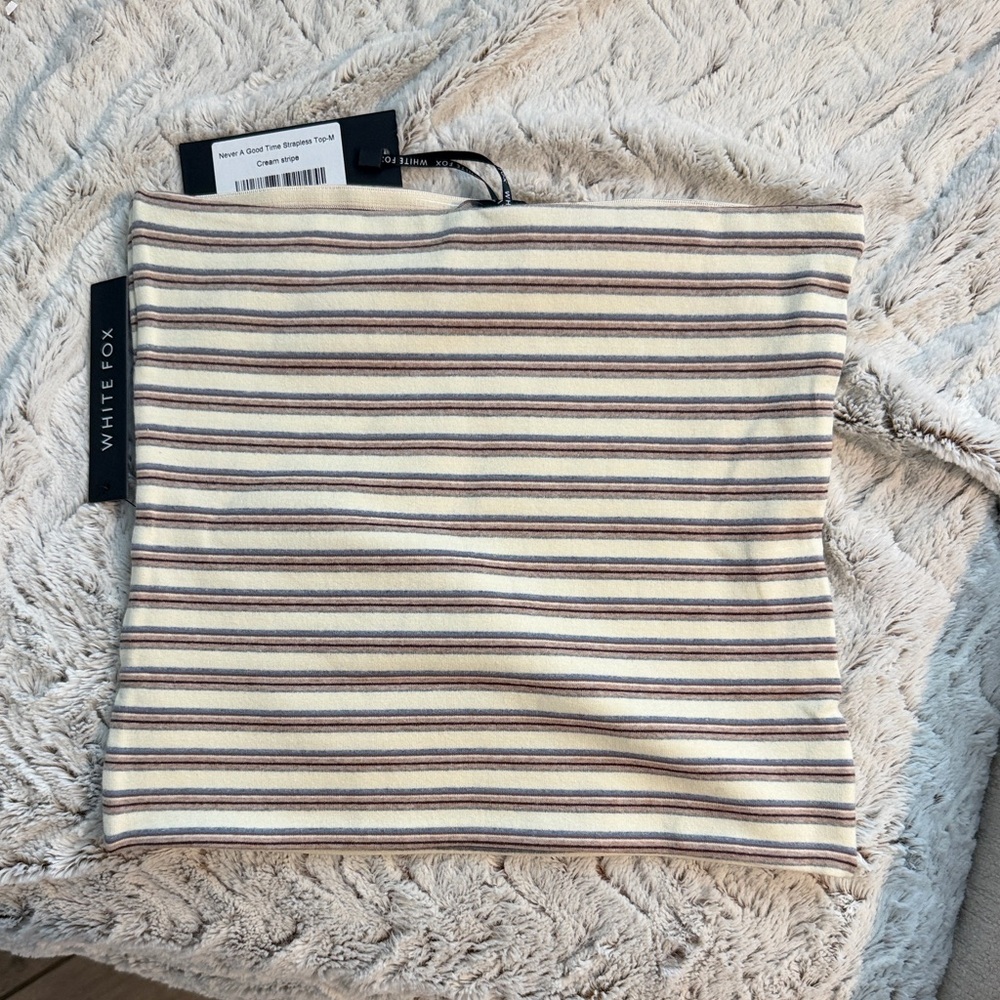 White Fox Boutique Cream Striped Tube Top